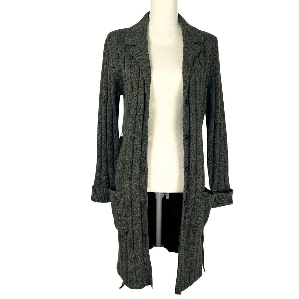 Vintage Distinctive Olive Green Belted Cardigan Dark Academia Cottagecore S - Picture 7 of 9